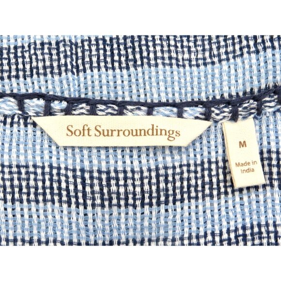 NEW! Soft Surroundings Striped Atlantis Tunic Top Fringe Detail Blue SZ M - Picture 6 of 7